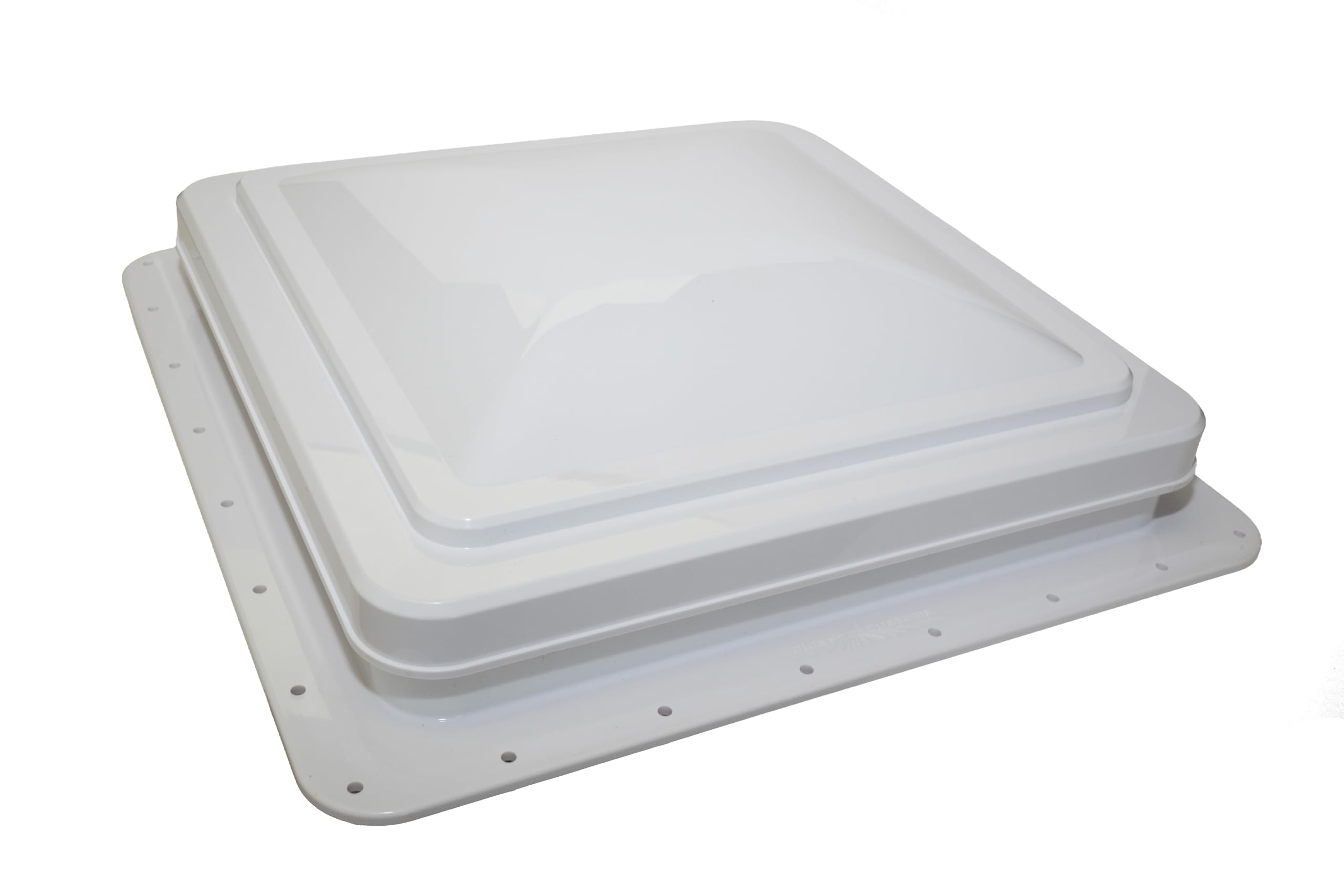 81111-4G | 14" RV Roof Vent | 4" Garnish Ring | Non Powered | White Lid | Manual Crank | for RV's | Cargo Trailer | Camper and Motorhome (4" Garnish)