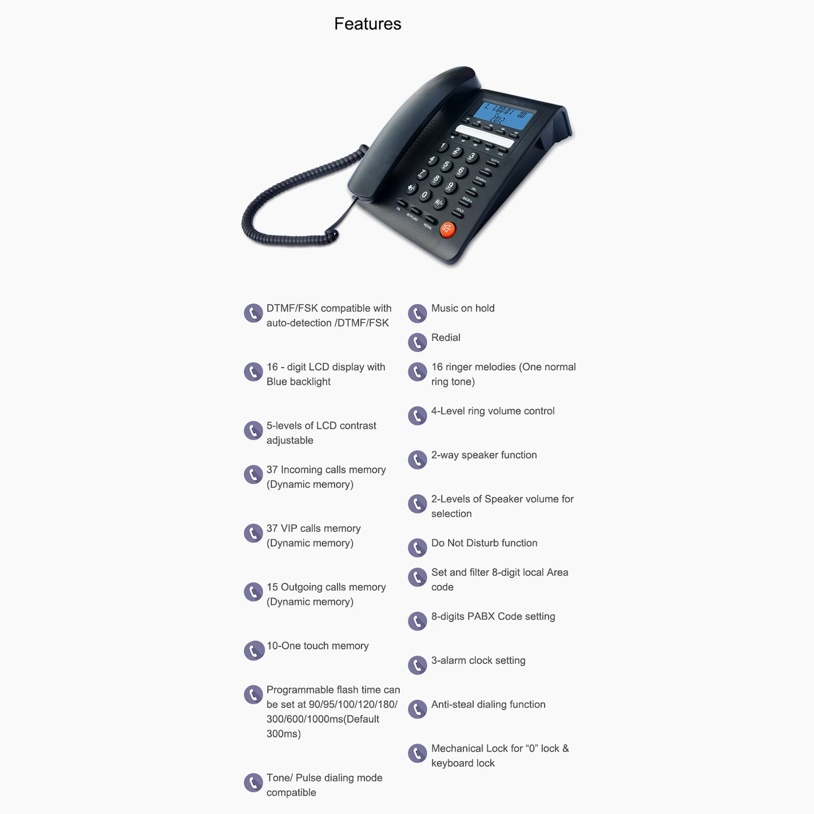 M59 Desktop Telefono con filo Casa Fisso Telefono Fisso Vivavoce Caller Identificazione Call Record