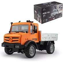 1/16 RC Off-Road Truck, 2.4G 4WD 15+KM/H Full Scale RC Electric Brush RWD Cargo Truck Model with LED Light, RC Toy Vehicle for Adults RTR Version