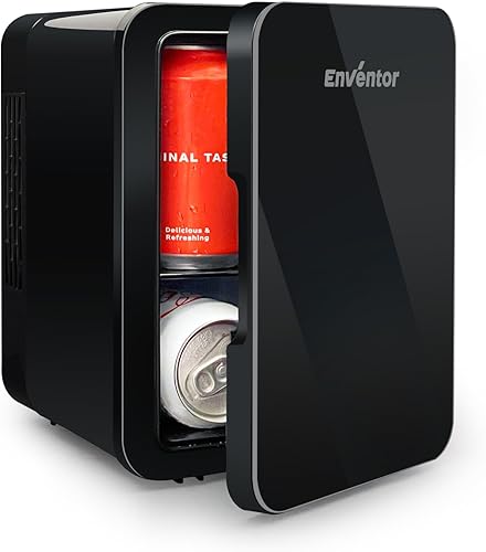 Miniatura 11 de Enventor Mini Refrigerador, 6L/8 Latas Refrigerador Compacto para Cuidado de la Piel AC+DC Enfriador y Calentador de Energía Refrigerador Pequeño