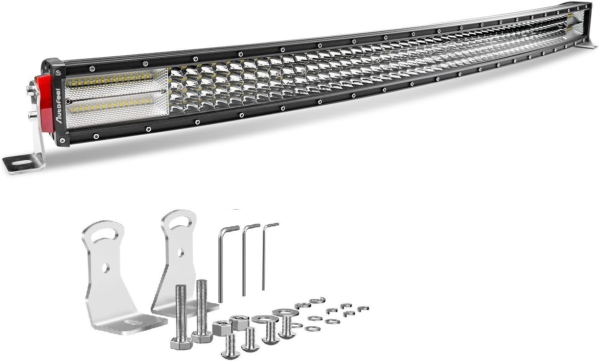LED Light Bar Curved, Autofeel 42 inch 496W Quad Row Driving Lights Emergency Lights Fog Light Snow Lights Flashing Amber Light Spot Flood Combo Beam Light Bar Off Road Lights for Truck Jeep Tacoma