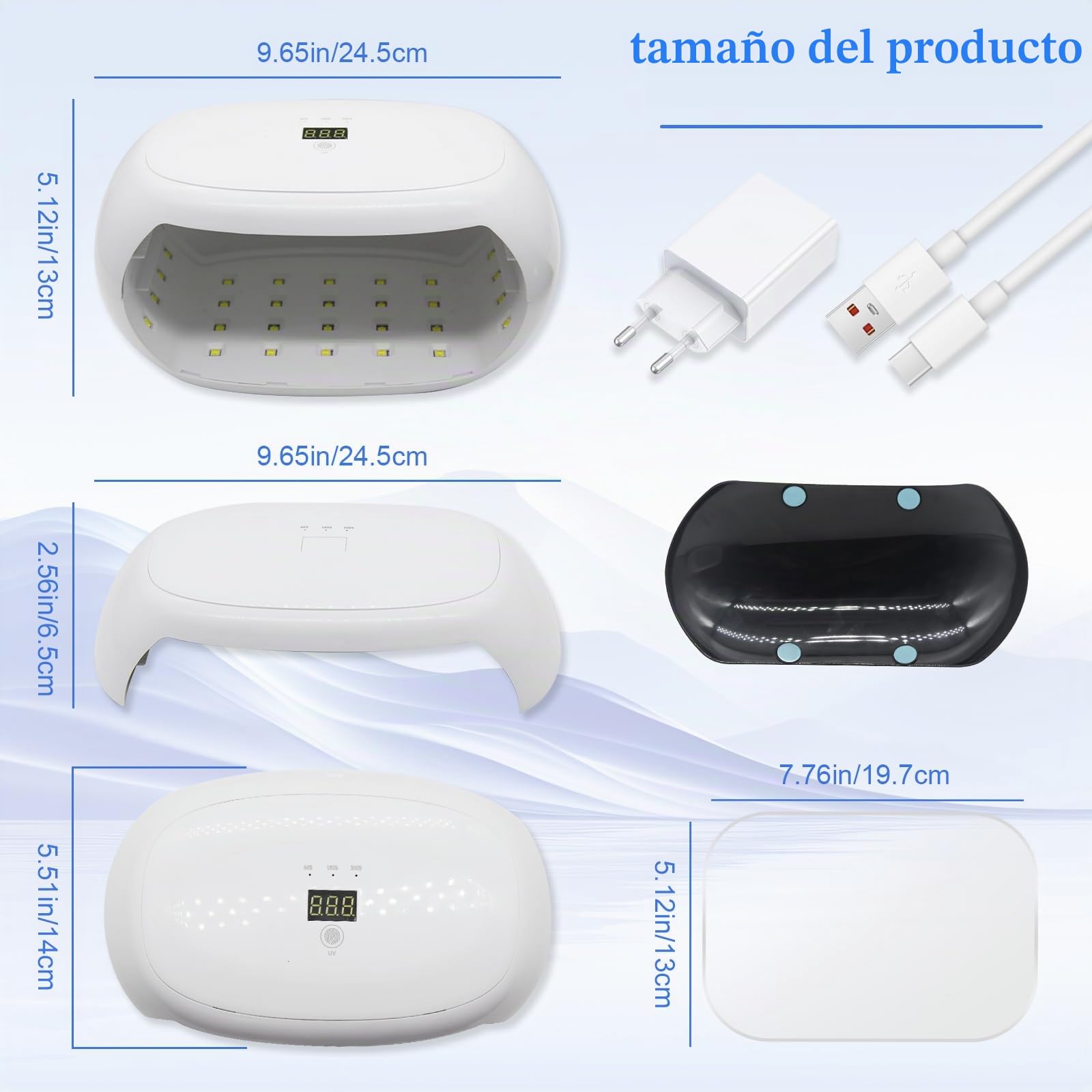 Lámparas de Curado UV de Resina de Doble Cara,Puede Utilizarse por Separado,Lámpara de Resinas UV de Curado Rápido de 60W con Pantalla LED,Para el Curado de Resinas,Fabricación de Joyas