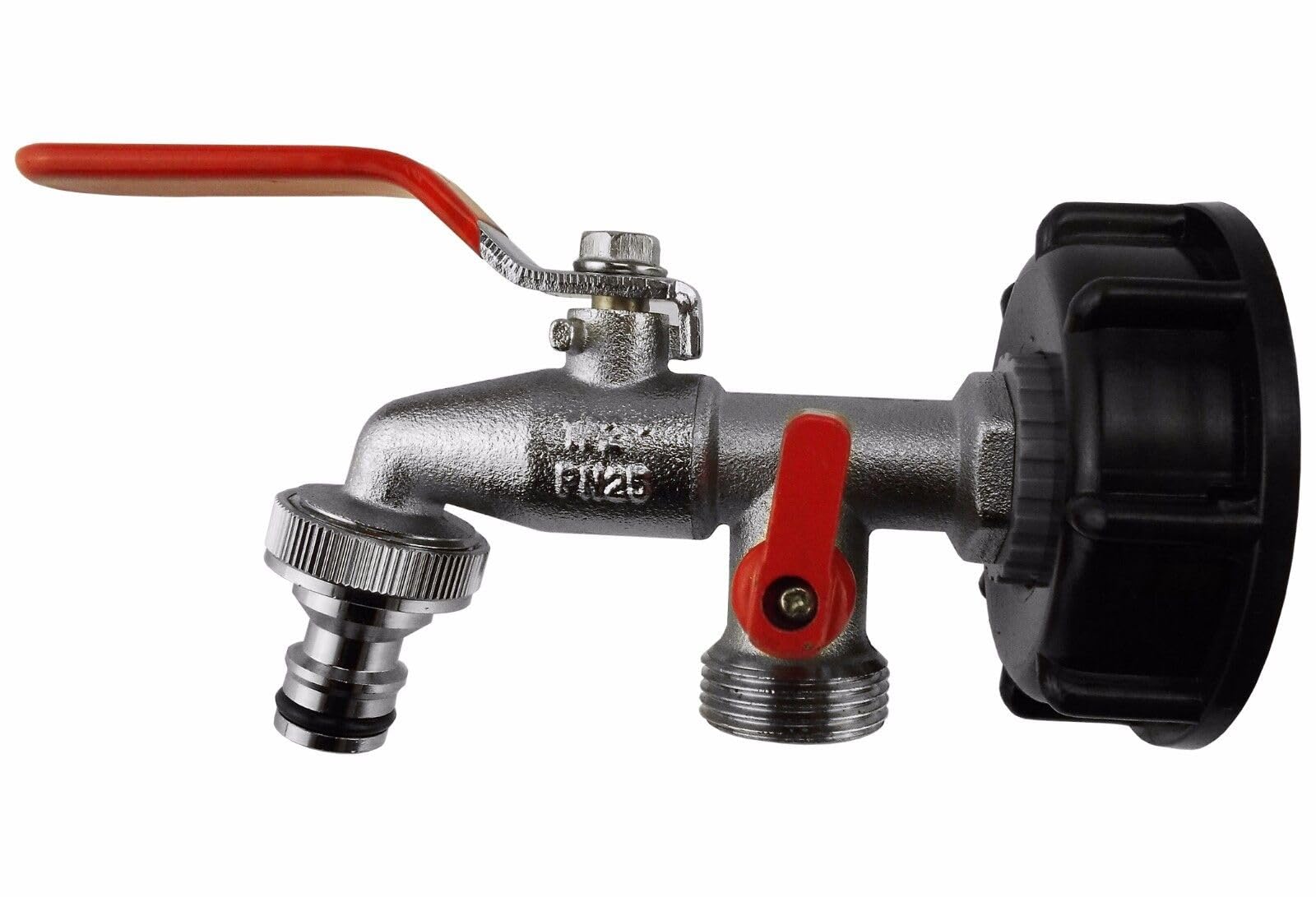 IBC S60x6 Water Tank Outlet Connection/Adaptor + a Range of tap Fittings (Double Lever tap (Quick Connector))