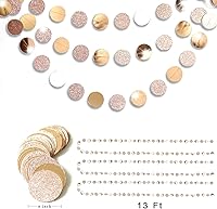 Vista 4 de Decoraciones de fiesta con purpurina, serpentina colgante de oro champán, círculo, puntos, guirnalda de puntos de papel, banderines, banderines