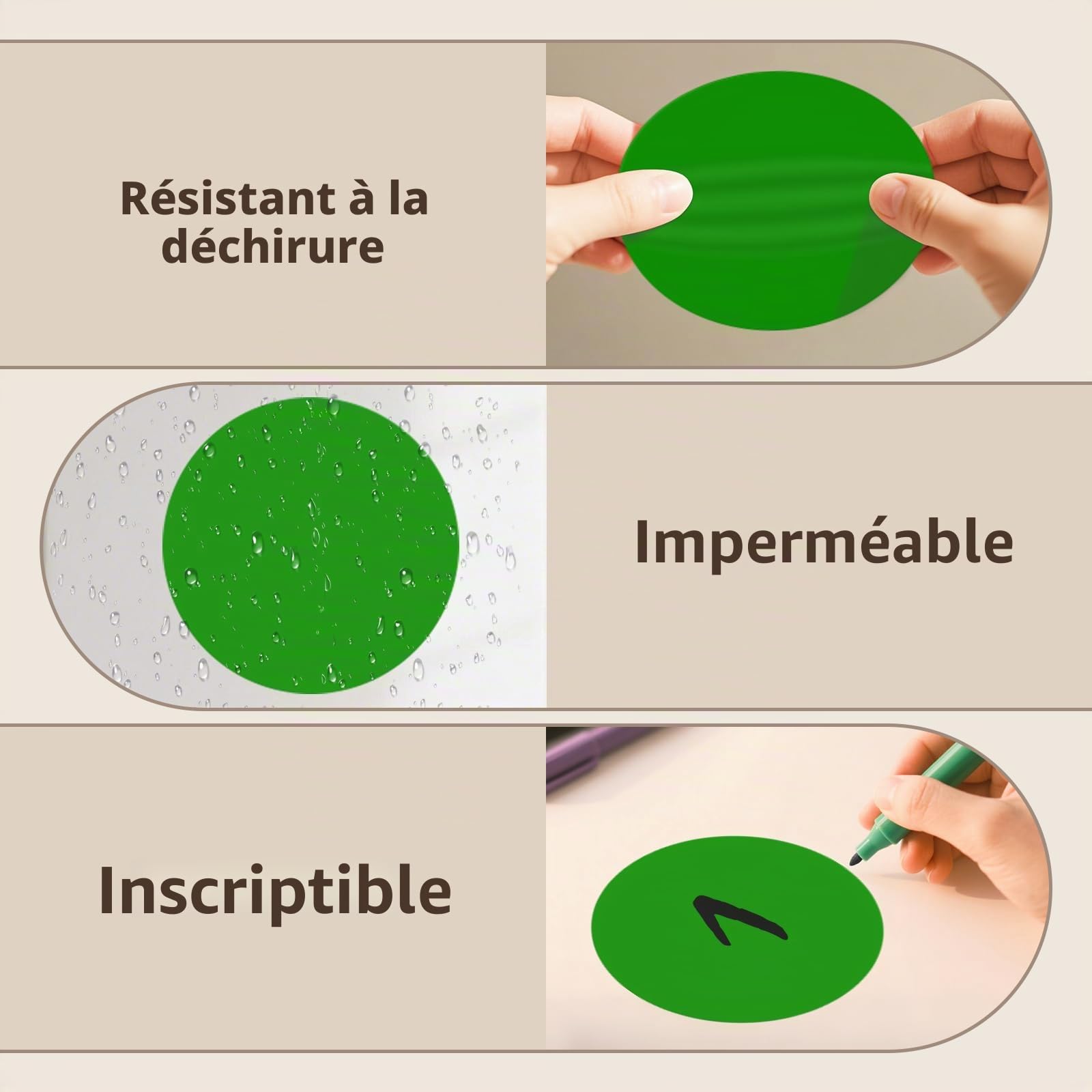 300 Pieces Gommettes Rondes Vertes 100 mm Autocollantes Pastilles Adhésives Étiquettes Circulaires en Vinyle et ÉTanche pour Sols & Entrepôts