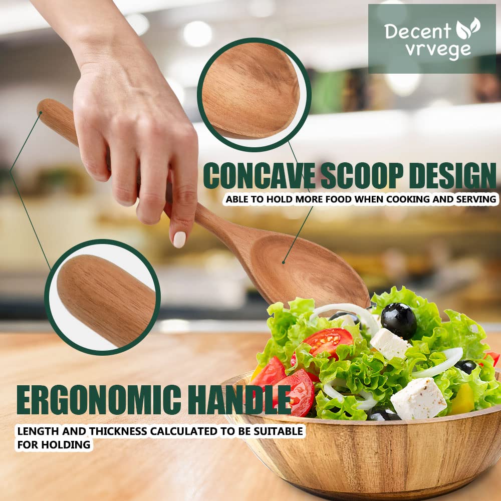 Set di cucchiai da cucina in legno, 35,5 cm, cucchiaio in legno di noce, per mescolare insalata, zuppa, zuppa, pentole antiaderenti, utensili da cucina, manico lungo, impugnatura comoda e finitura