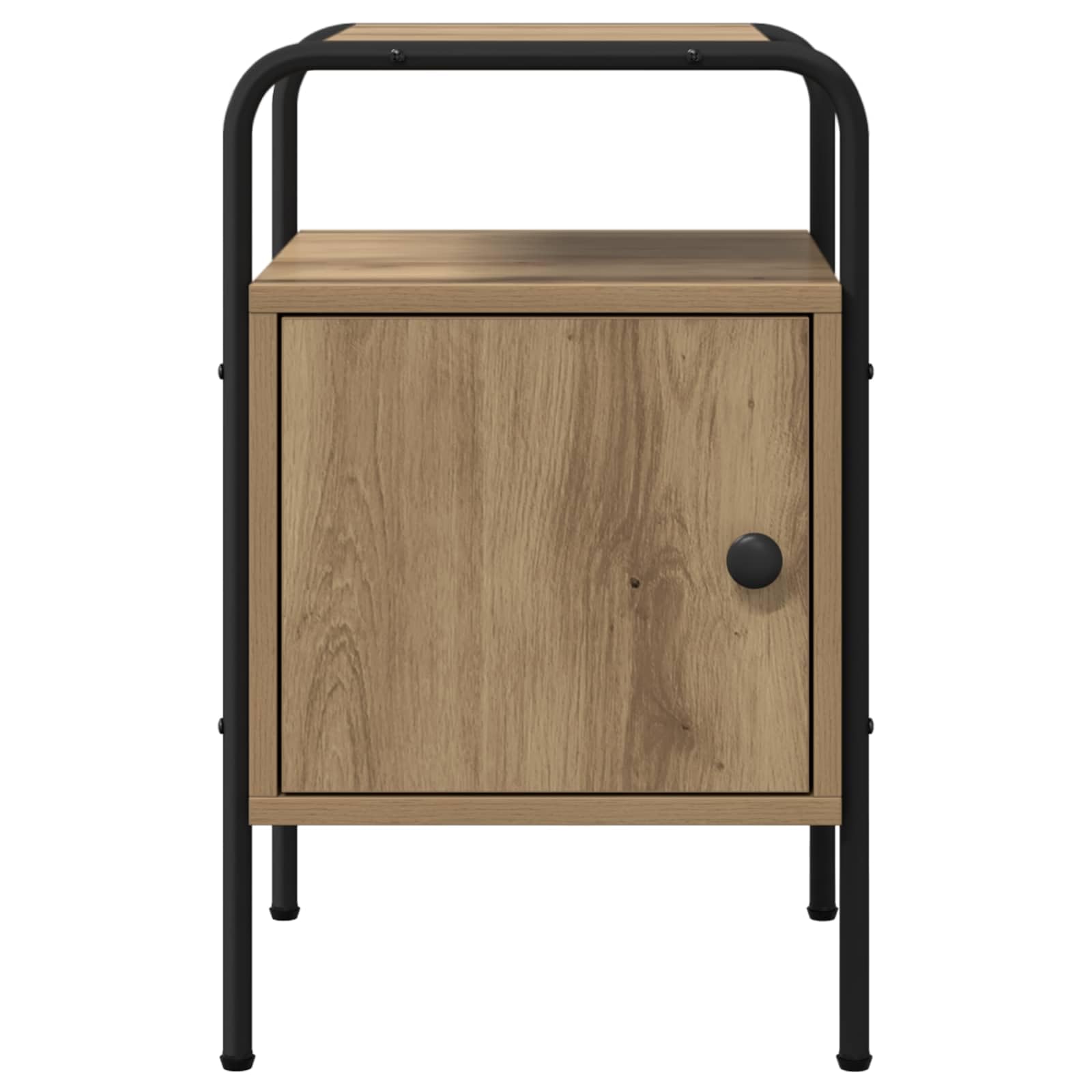 Armadio da Notte 2 pz Rovere Artigianale in Legno ingegnerizzato con Telaio in Acciaio, Mobiletto con Anta e Ripiano, Comodino Salvaspazio per Camera da Letto e Soggiorno