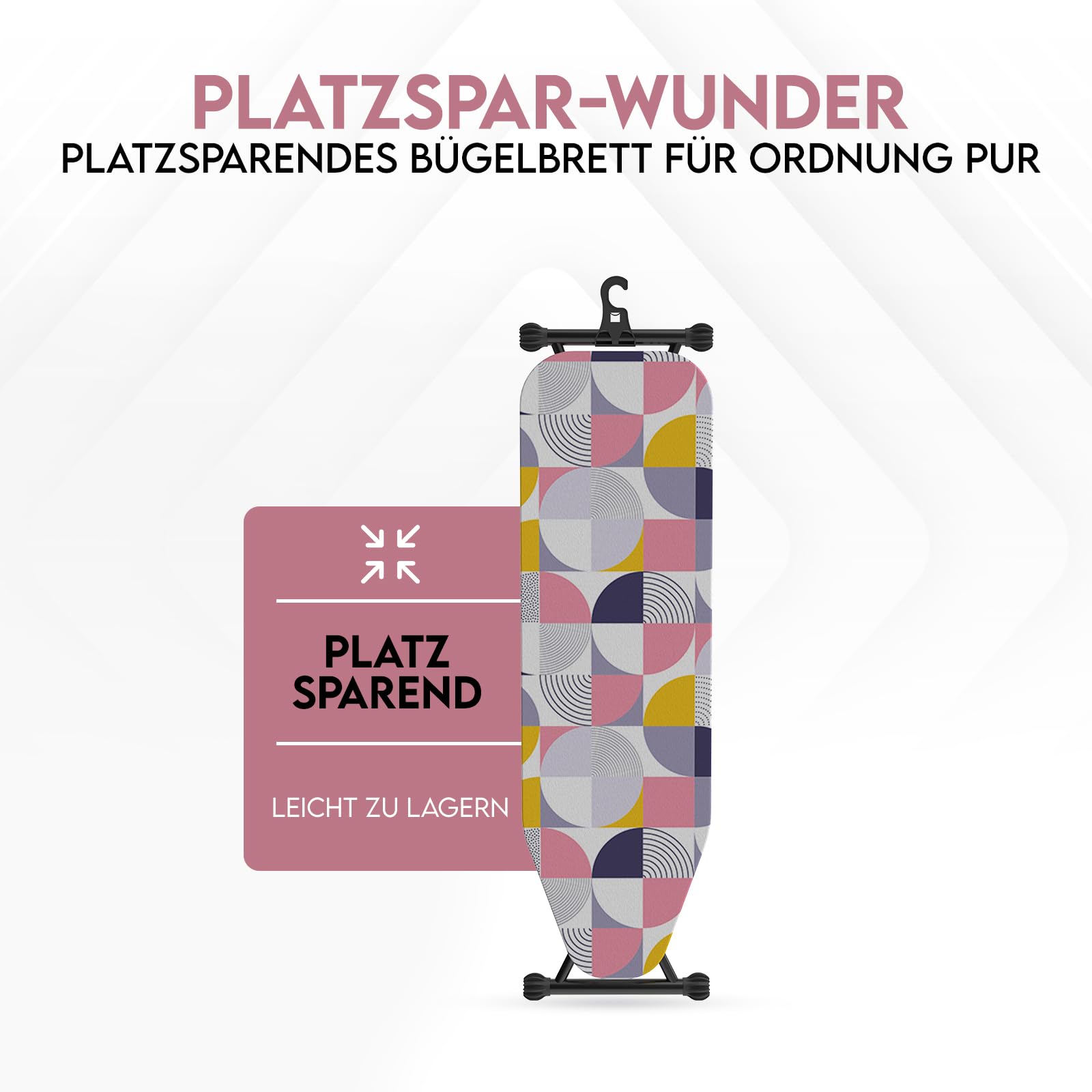 hausleben Bügelbrett klappbar höhenverstellbar Bügeltisch mit Bügelleisenhalterung Rosa
