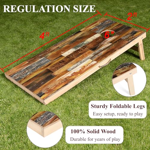 Image of Sportdo 4x2 ft Solid Wood Cornhole Set with 8 Bean Bags, Regulation Size Cornhole Board Set for Adults, Cornhole Game Set for Tailgate Backyard Toss Games Indoor&Outdoor Activities