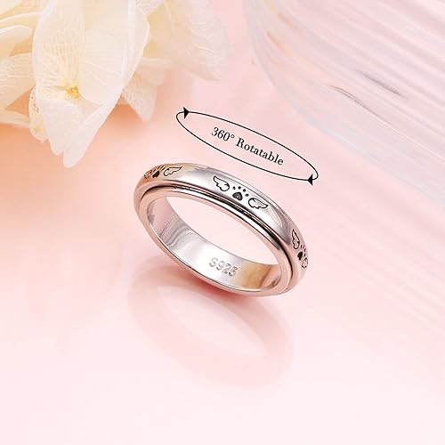 Miniatura 3 de Anillos giratorios de plata de ley S925 para aliviar la ansiedad y el aburrimiento, TDAH, autismo, banda para mujeres y adolescentes, Plata Esterlina