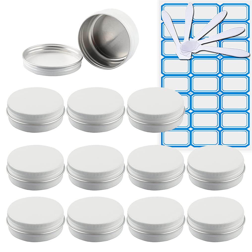 10 Piezas Tarros de Aluminio con tapa Rosca 15ml, Negro Mate Tarros de Aluminio Vacíos Redondo para Contenedor De Cosméticos Cremas Caja de almacenaje con 5 Espátula y 1 Etiqueta — view 31