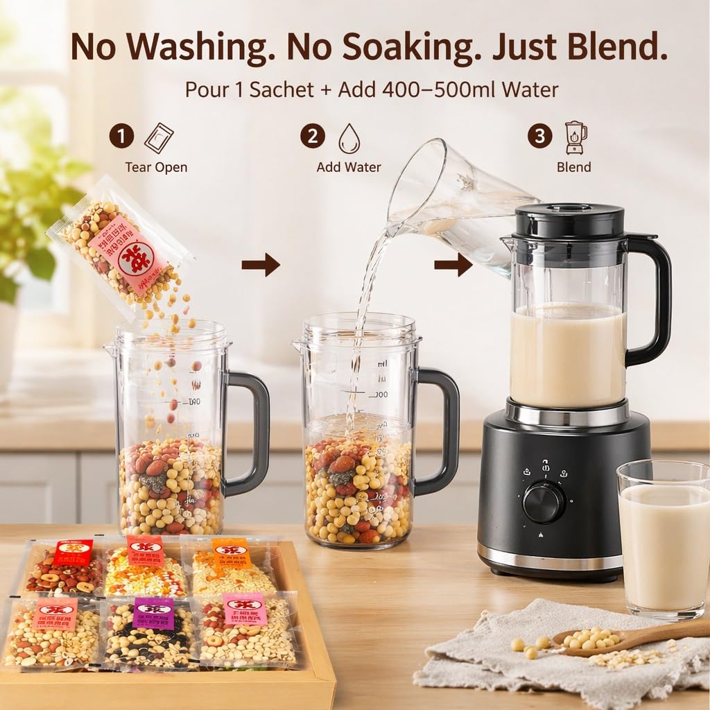 35 G X 30 Paquetes De Mezcla Leche Soja En Polvo Multigrano, Sabores Variados Como Sésamo Negro Y Frijol Rojo, Instantáneo For Licuadora Máquina