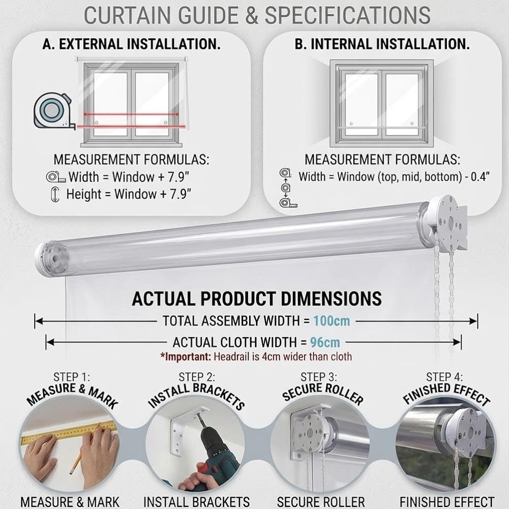 Volets Roulants Extérieur PVC Transparent, Store Enrouleur pour Pergola