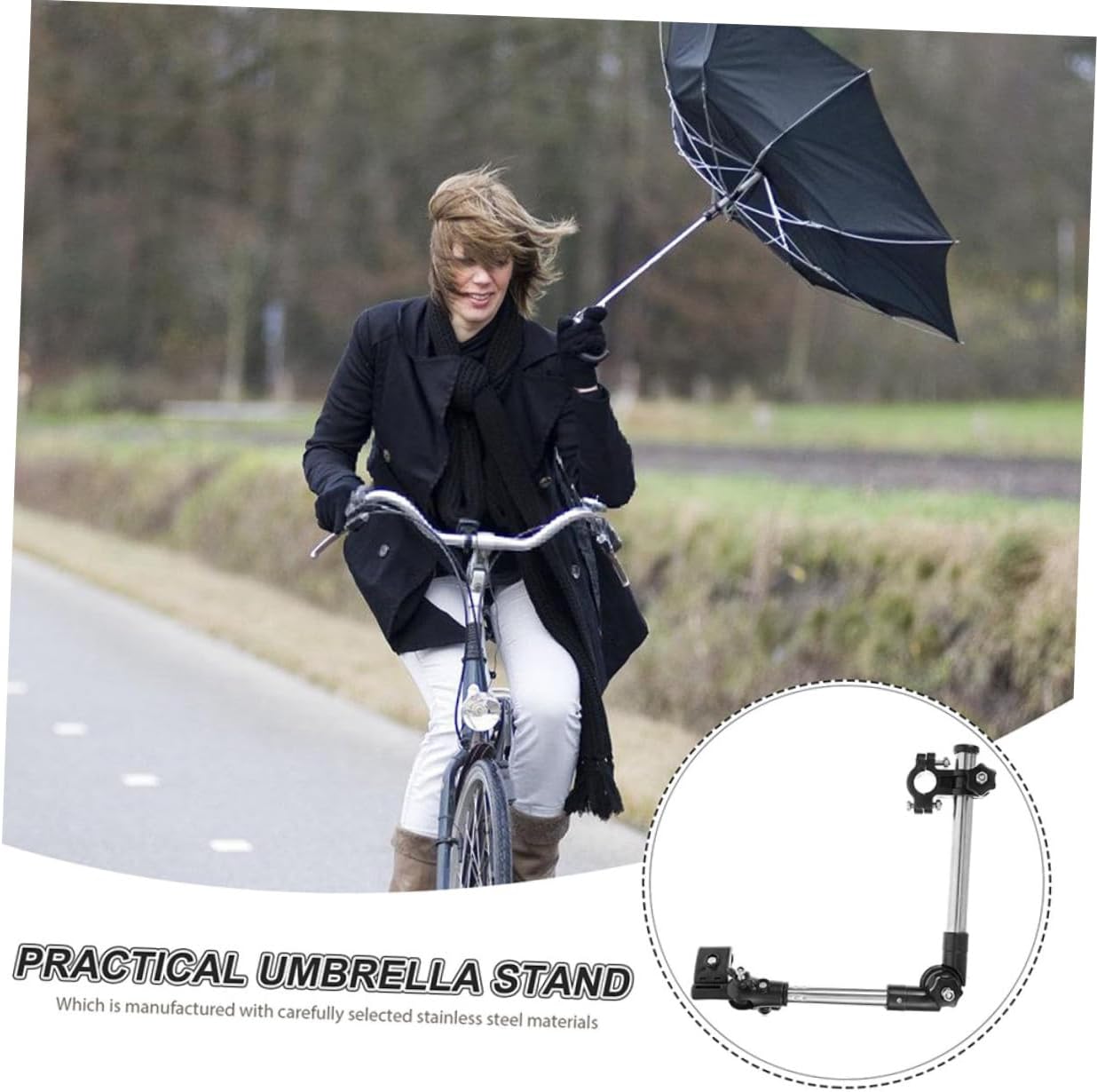 2pcs Bike Umbrella Stand Bike Umbrella Mount Holder Stroller Parasol Holder Retractable Bicycle Rack