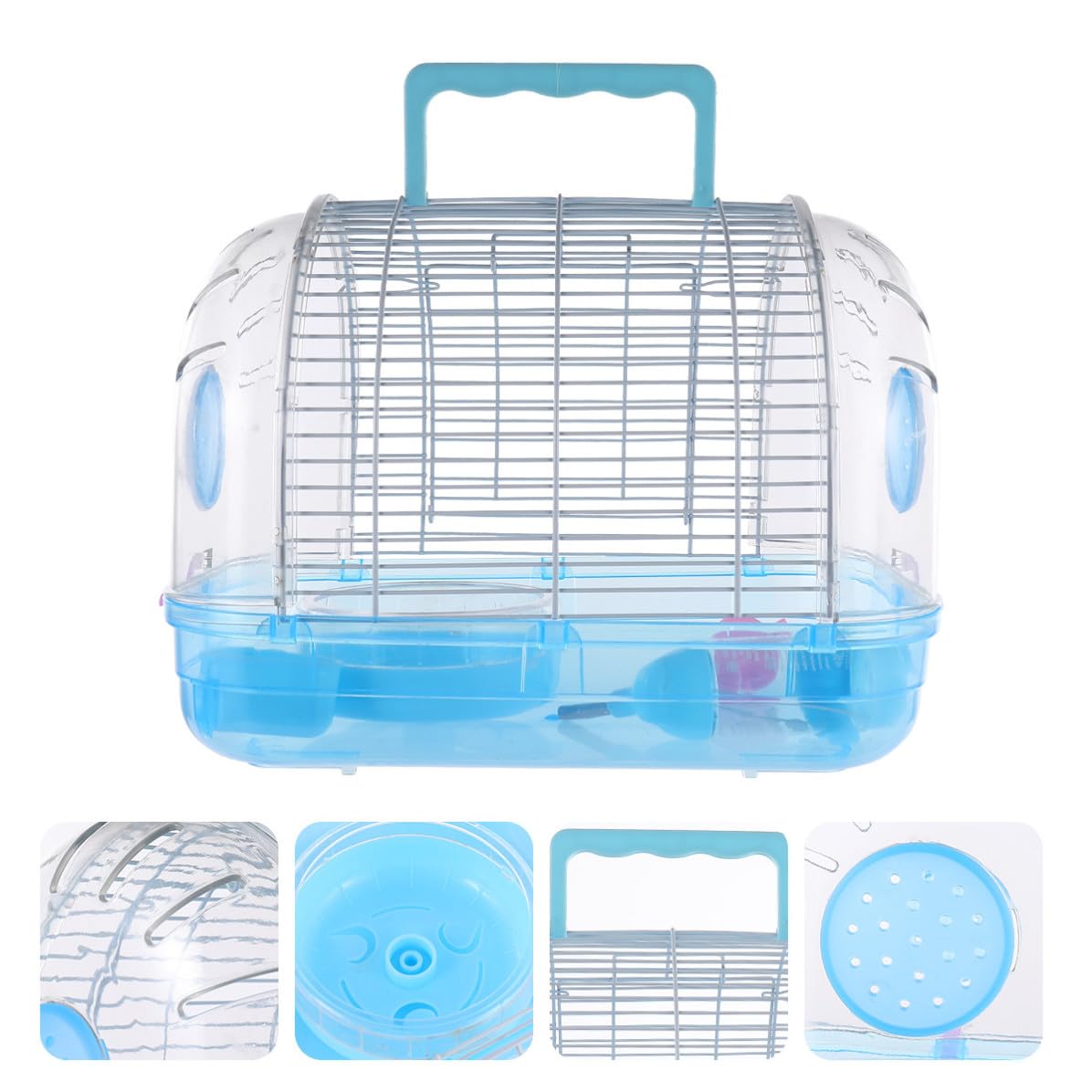 Transparente Kunststoff Haustier Transportbox mit Griff für Hamster Blau