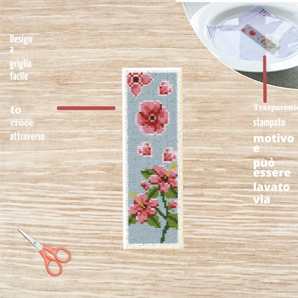 FREEBLOSS Set di 6 kit per punto croce, segnalibro con girasole e istruzioni (lingua italiana non garantita), kit regalo