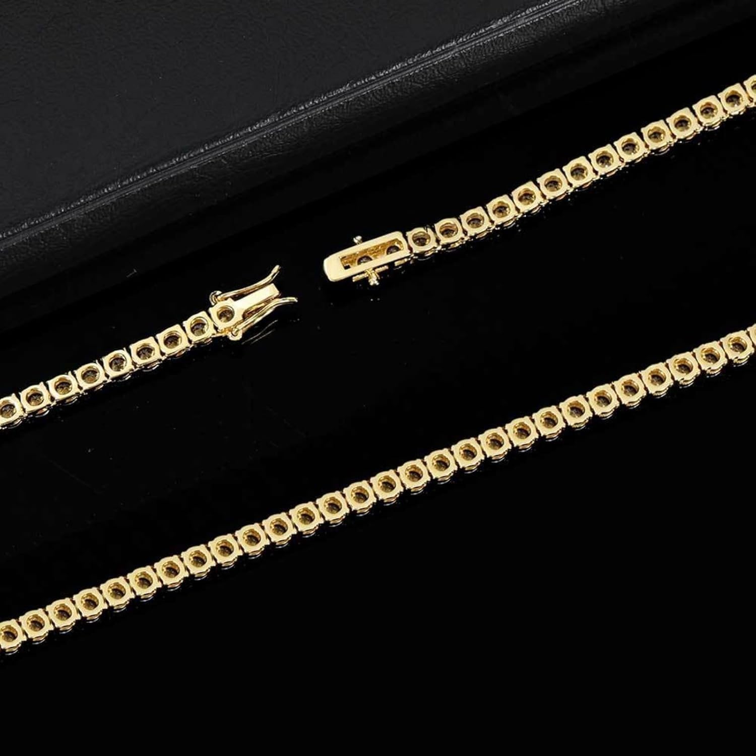 Collar de tenis de 3 a 6 mm para mujeres y hombres, chapado en oro blanco de 18 quilates, collar de diamantes de imitación de circonita cúbica de corte redondo