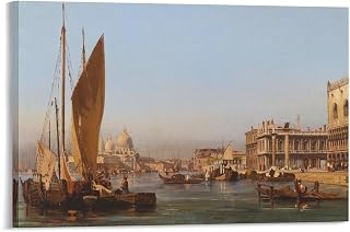 The Doge’s·Palace And The Molo by Ippolitos Caffi Wall Art Picture Painting Poster Canvas Print Posters Artworks Bedroom Living Room Decor 24x36inch(60x90cm)