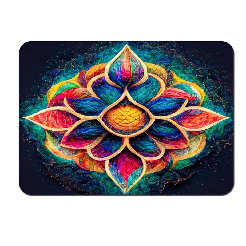 Image of Shivor Gaming Mouse Mat | Cosmic Lotus Mandala Printed Design | Smooth Precision Control Surface | Non Slip Rubber Base Stability | Compatible with Laser Optical Mice | Artistic Desktop Accessory