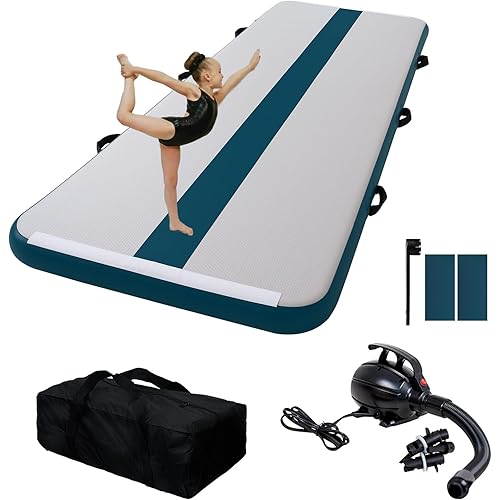 FEATH-R-LITE Gymnastics Mat Inflatable Air Tumble Track 10ft Tumbling Mat 4in Thick Gymnastics Equipment for Kids& Youth