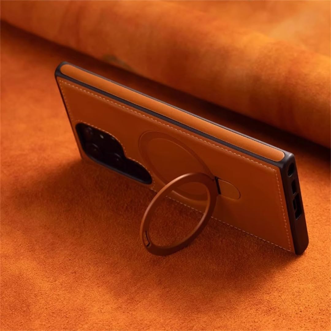 Biznesowy skórzany futerał magnetyczny w stylu retro do Samsunga Galaxy S26, S25, S24 Ultra, S23, S22 Plus, A15, z ładowaniem bezprzewodowym (do Samsunga S22Ultra/brązowy)