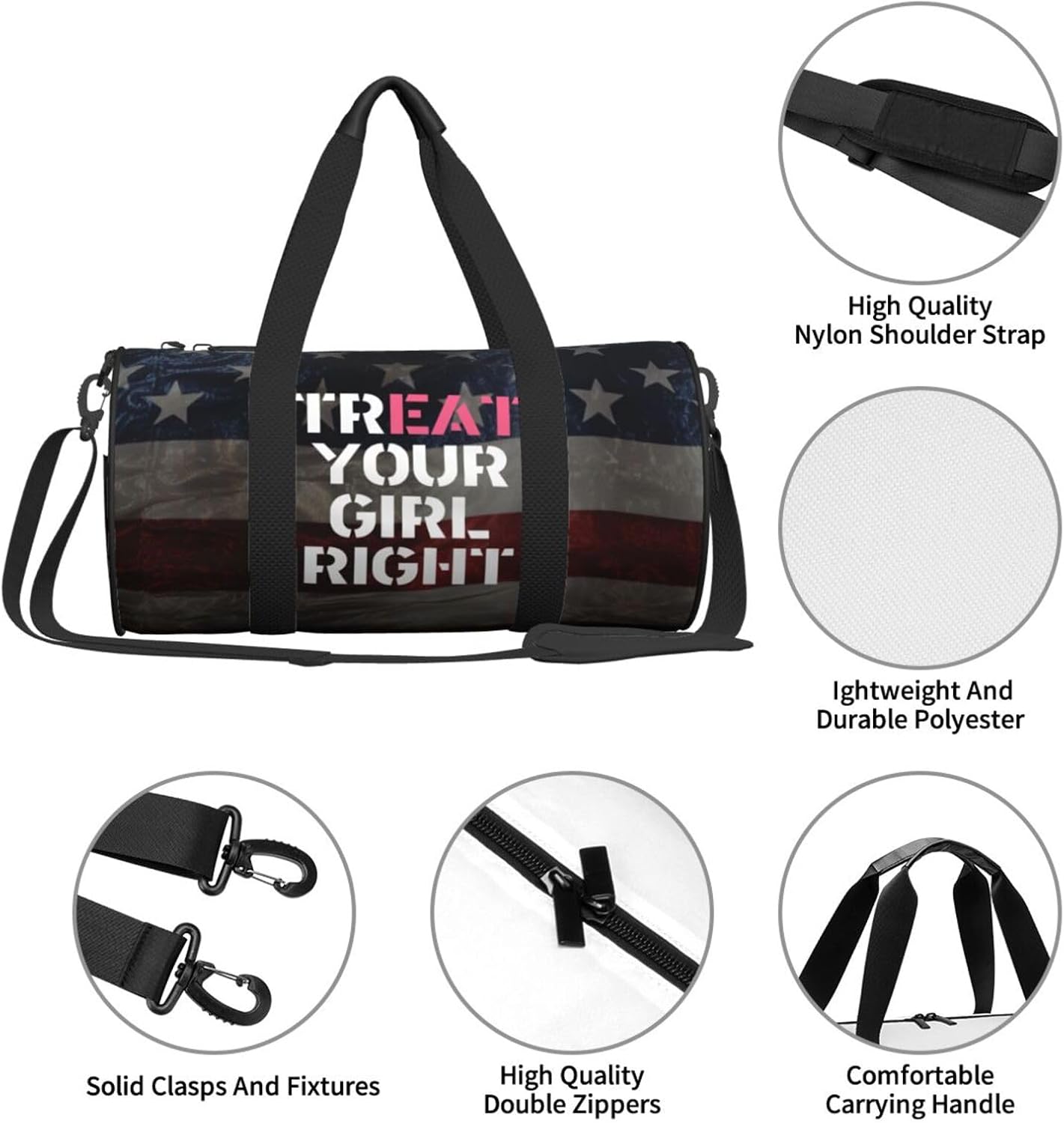 Treat Your Girl Right Duffel Bag Gym Bag Travel Sports Tote Large Foldable Beach Swim Yoga2