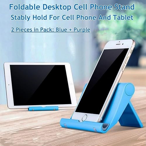 Miniatura 2 de JUSDIQIR Soporte ajustable portátil para teléfono celular, paquete de 2, ajuste universal para escritorio, tableta, compatible con la mayoría de