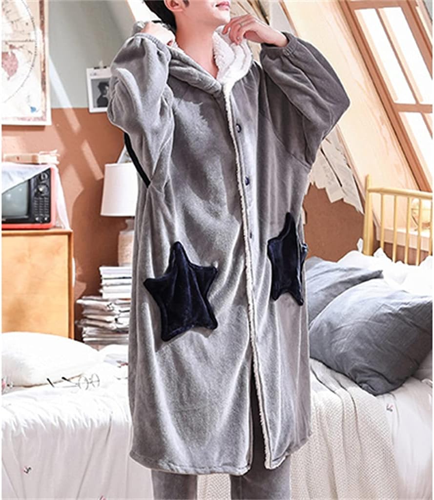 Men's Bathrobes Are Thick and Warm Soft and Comfortable and Can Be Worn Outside at Home