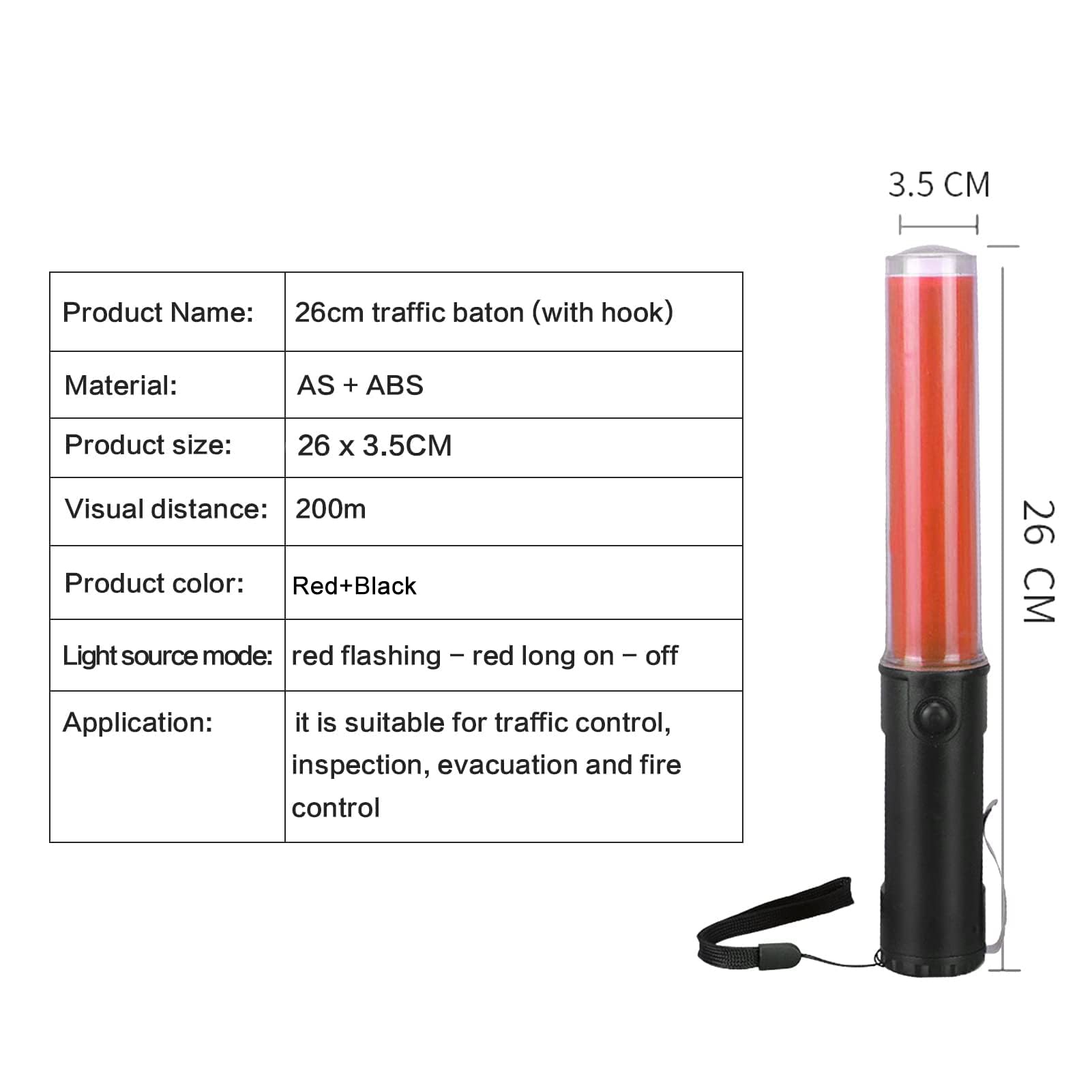 Bastone Led per Il Traffico, Bastone di Sicurezza Led da 26 cm Con Luce Lampeggiante di Segnalazione, Con Torcia + Base Magnetica, per Il Controllo Del Traffico E Le Aree Pubbliche (Rouge)