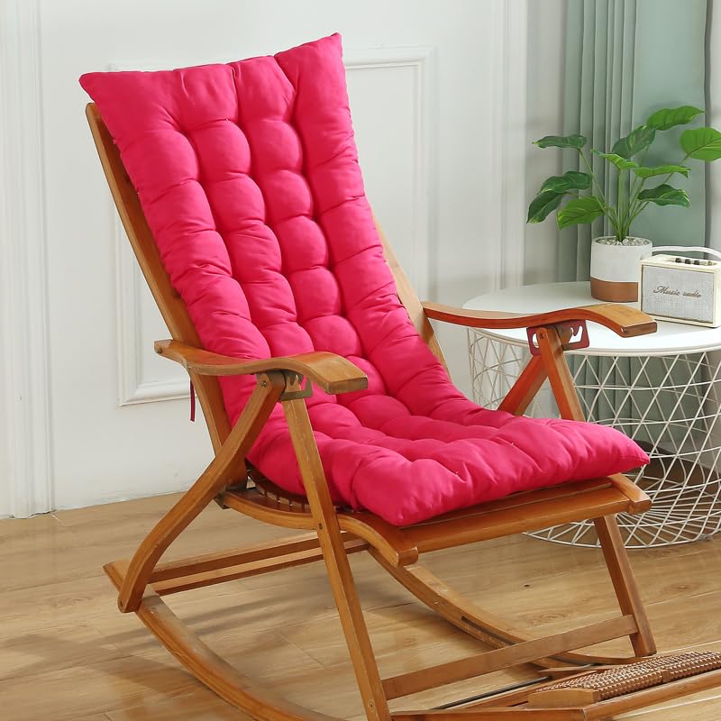 High-Back Garden Chair Cushions 120x50, 8cm Thick High-Back Cushions with Ties, Low-Back Outdoor Chair Cushions, Seat Cushions for Garden Chairs, For Sofas, Cars,rose red