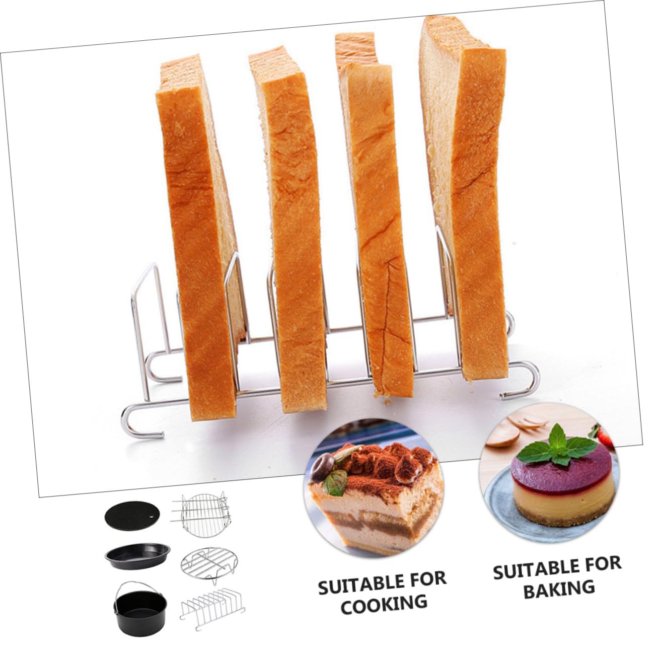 Toyvian 6 Stück Pizzablech für Heißluftfritteuse Frittierwerkzeuge aus Edelstahl Spülmaschinengeeignet für 6 Küchenhelfer