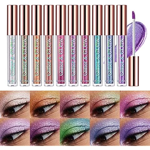 10-farbiger metallischer Glitter flüssiger Lidschatten-Set Cover