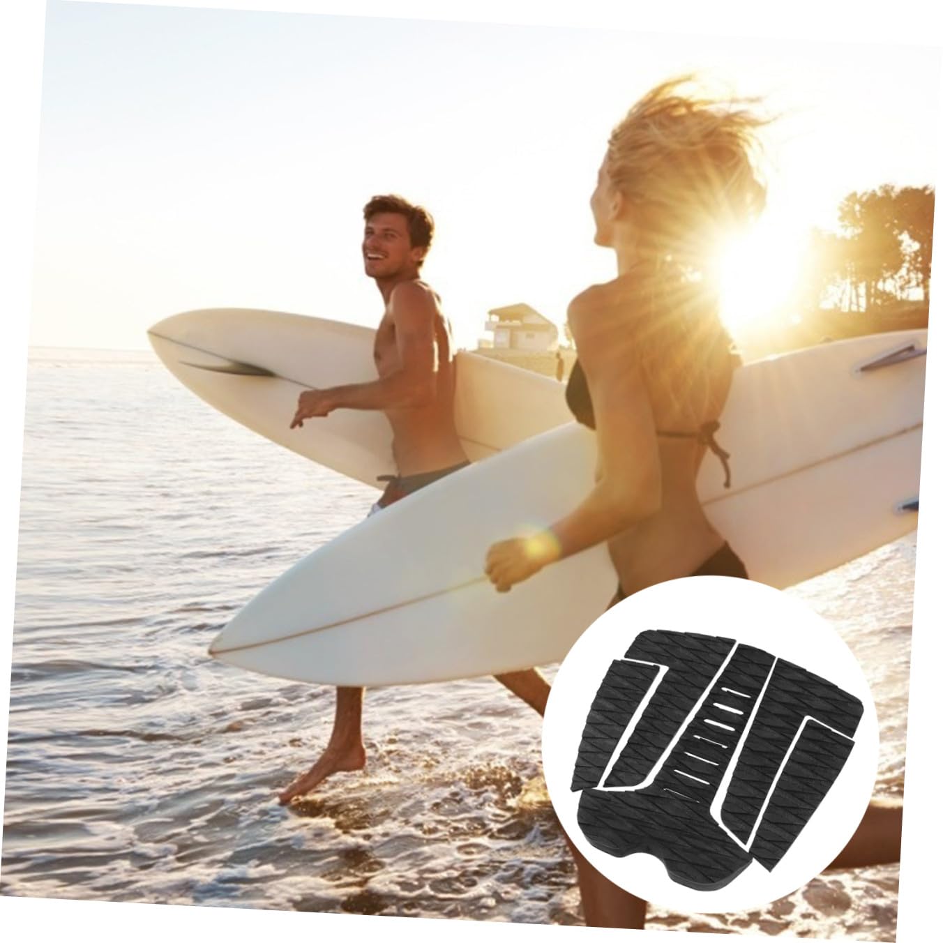 KOMBIUDA Juego De 5 Almohadillas De Eva Antideslizantes para Tabla De Surf Resistentes (Negras)