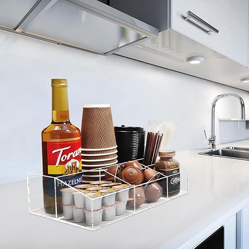 Miniatura 7 de KAIDELI Organizador de acrílico para barra de café para encimera, oficina, hogar, soporte para tazas de café, condimentos, cápsulas de café,