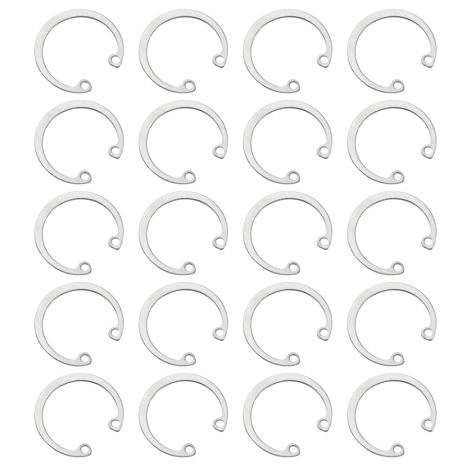 sourcing map 25Pcs 26mm Internal Retaining Ring Circlip, 304 Stainless Steel Internal Circlip Snap Rings C-Clips GB893 for Grooved Shafts Studs, Silver Tone