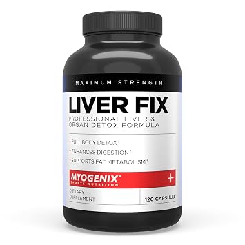 Myogenix Liver Fix Professional Liver & Organ Detox Formula Enhances Digestion Supports Fat Metabolism Easy-to-Swallow Dietary Supplement 120 Capsules
