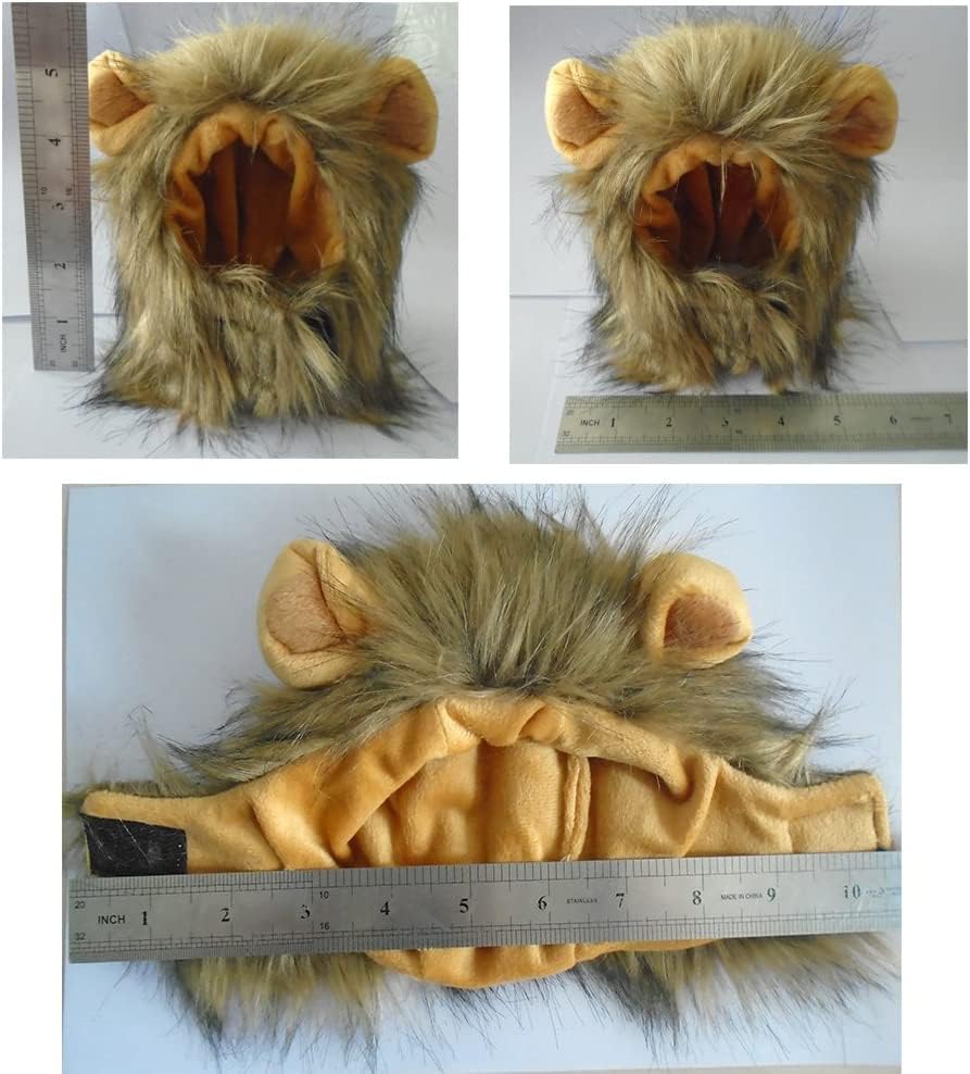 Bello Luna Lion Hair Headgear for Small Dog and Cats,Lion Mane Wig Puppy Cosplay Costume for Halloween Christmas Easter Festival Party Activity