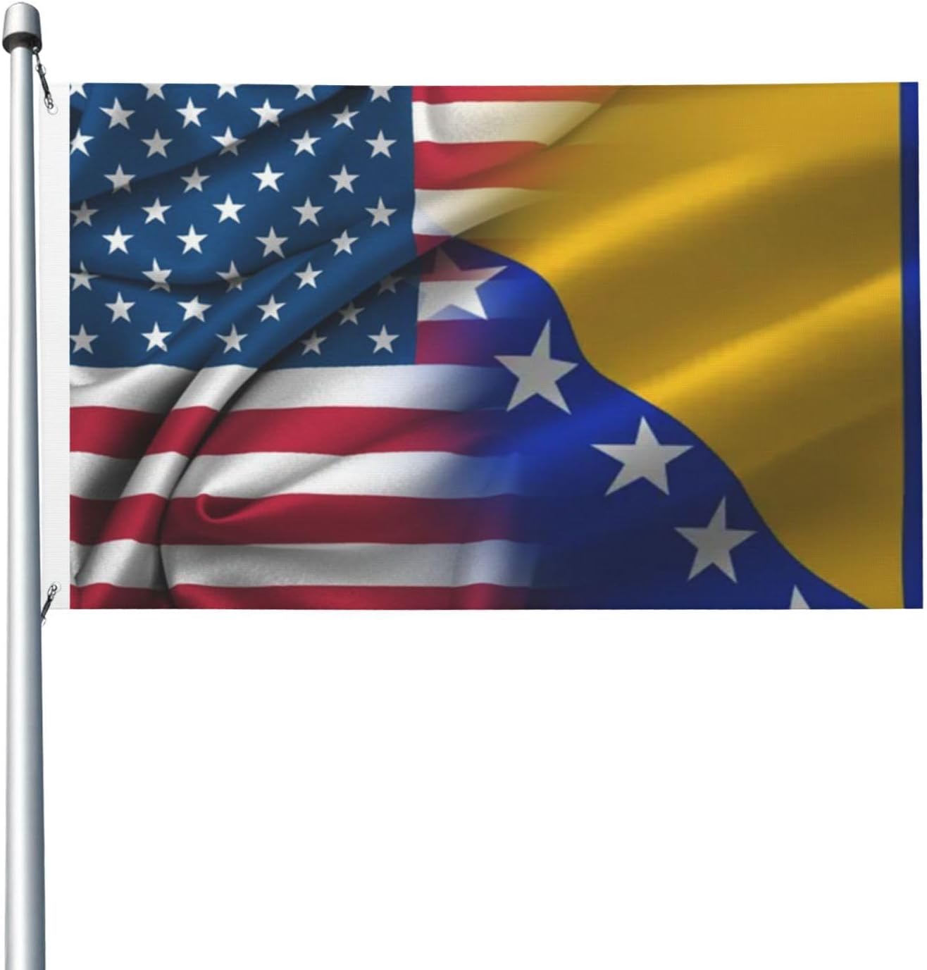 American Flag And Bosnian Flag 3x5 Ft Colorful Double Sided Polyester Indoor And Outdoor Uv Fade Resistant Flag
