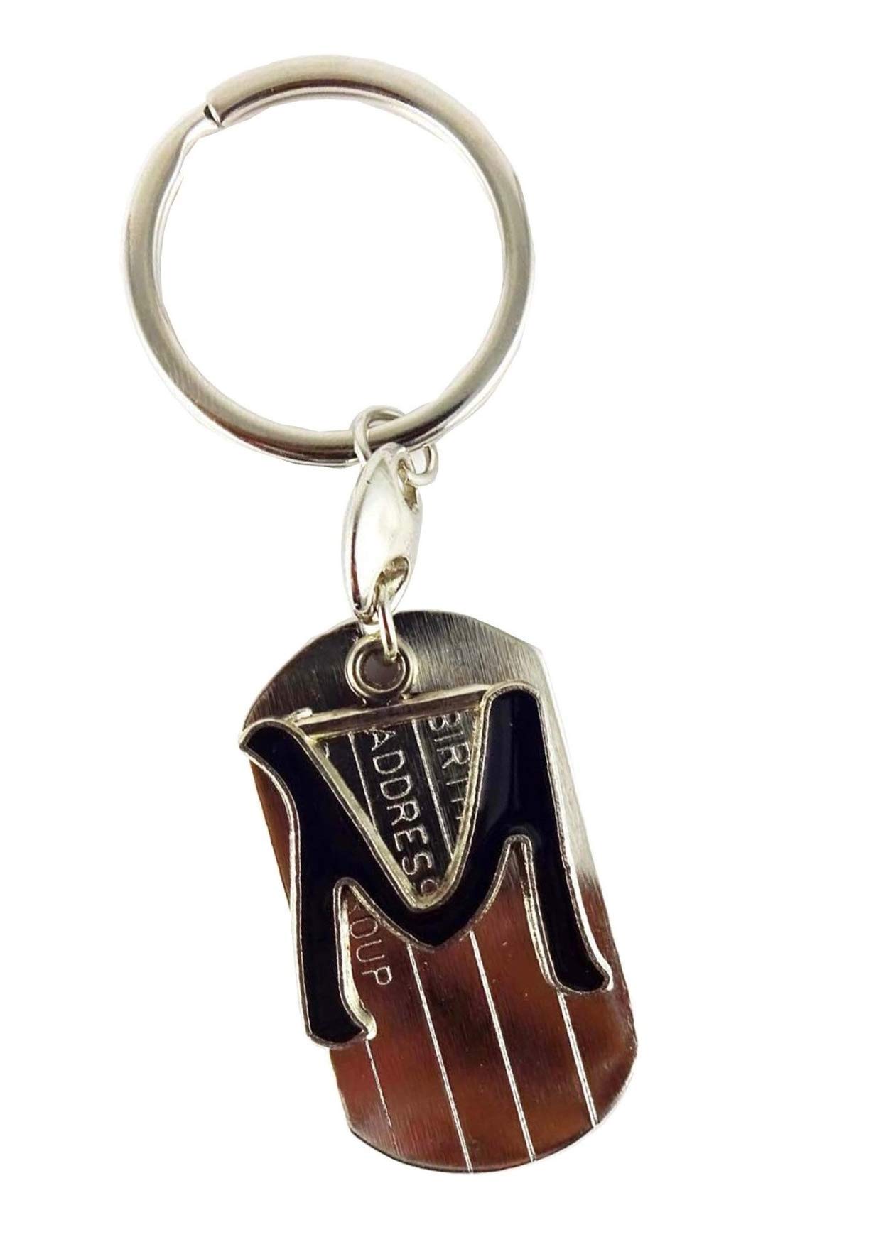 Relicon English Alphabet Letter M (R-40) Silver Black Metal Keychain for Car Bike Men Women Keyring