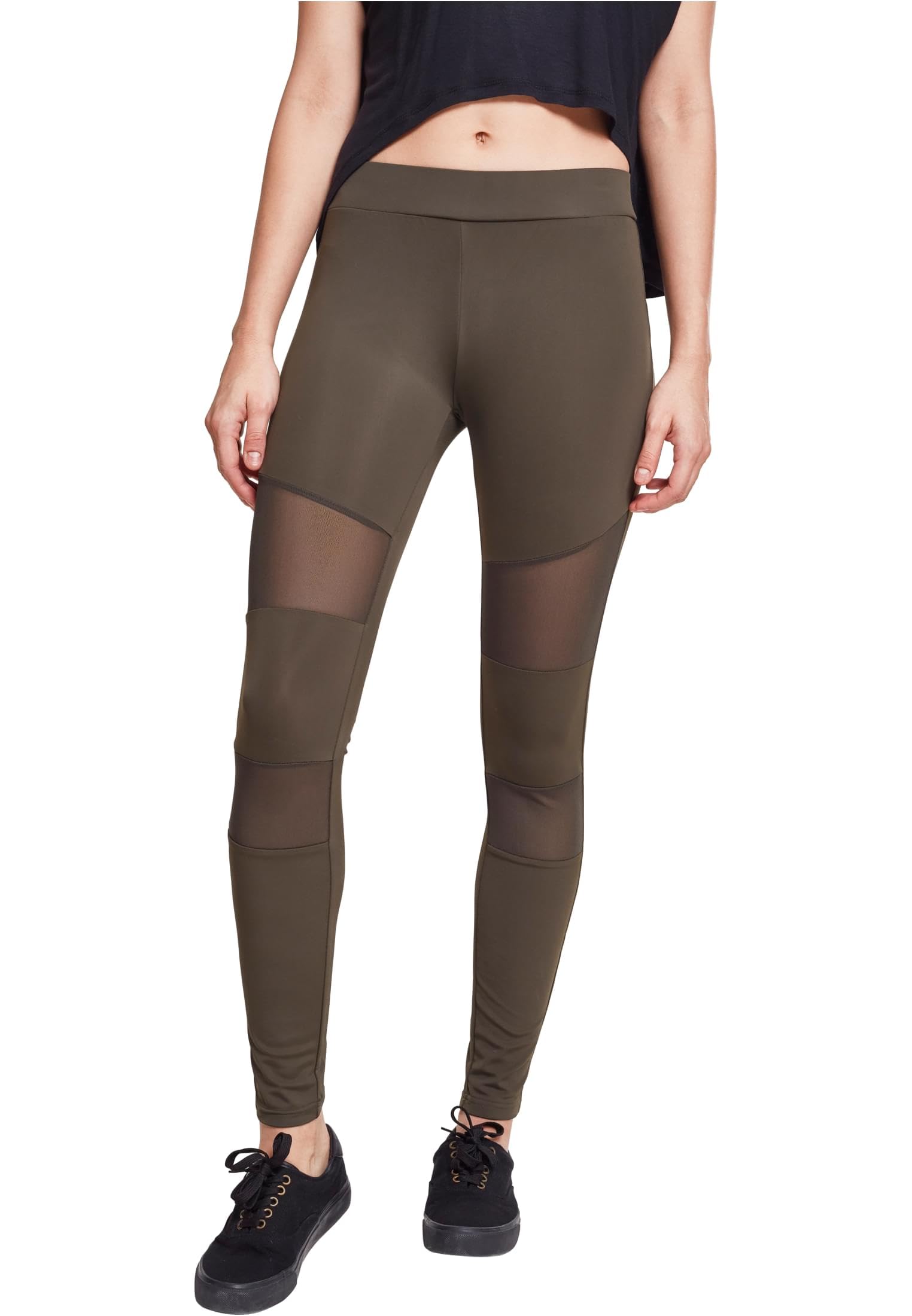 Urban Classics Damen Ladies Tech Mesh Leggings Leggings, Dark Olive, XS