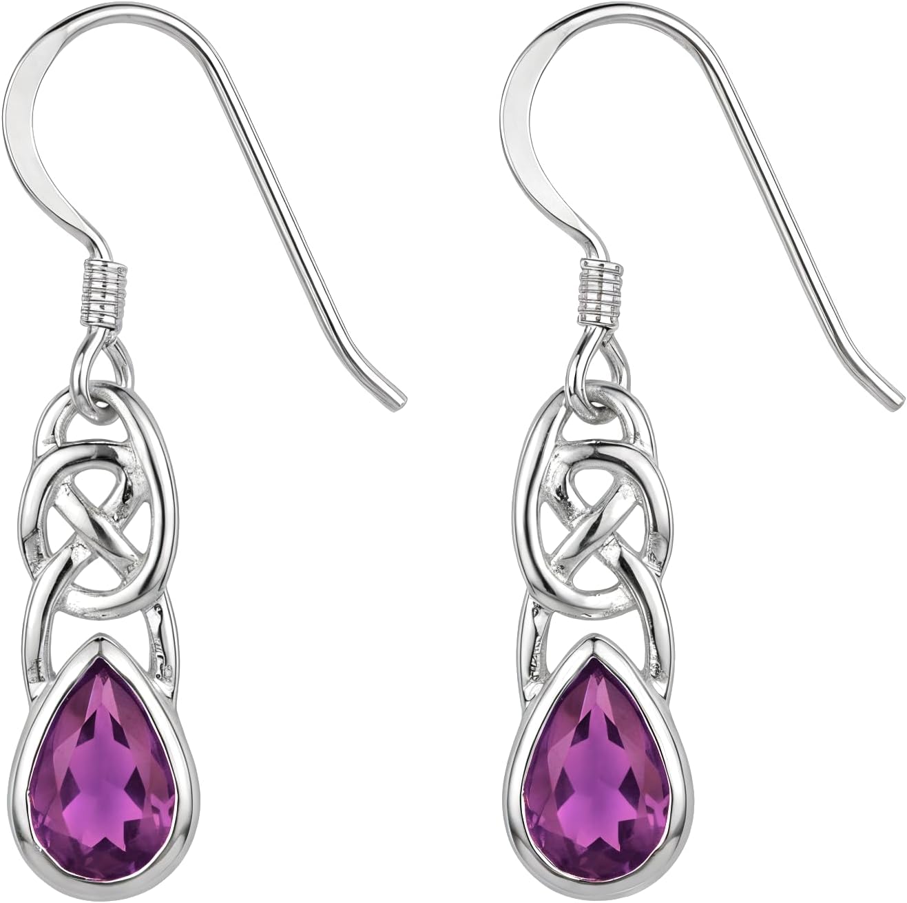 Alexander Castle 925 Sterling Silver Amethyst Celtic Earrings - Purple Earrings for Women with Jewelry Gift Box