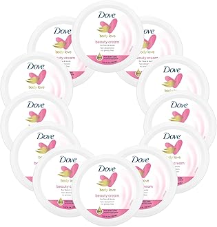 DoveNourishing Body Care, Face, Hand, and Body Beauty Cream for Normal to Dry Skin Lotion for Women with 24-Hour Moisturization, 12-Pack, 5.07 Oz Each, Jar