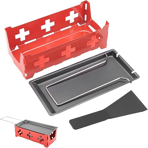 Juego de raclette portátil de queso, bandeja para hornear de hojaldre roja, espátula pequeña, espátula de pala, tostadora de queso antiadherente, Juego de raclette portátil de queso, bandeja para hornear de hojaldre roja, espátula pequeña, espátula de pala, tostadora de queso antiadherente,