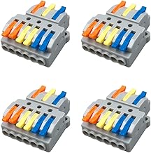 4Pcs KV436 Lever Nut Cable Connector, 3 in 6 Outside Bilateral 9 Ports Compact Driver, Quick Cable Spring Terminal Block