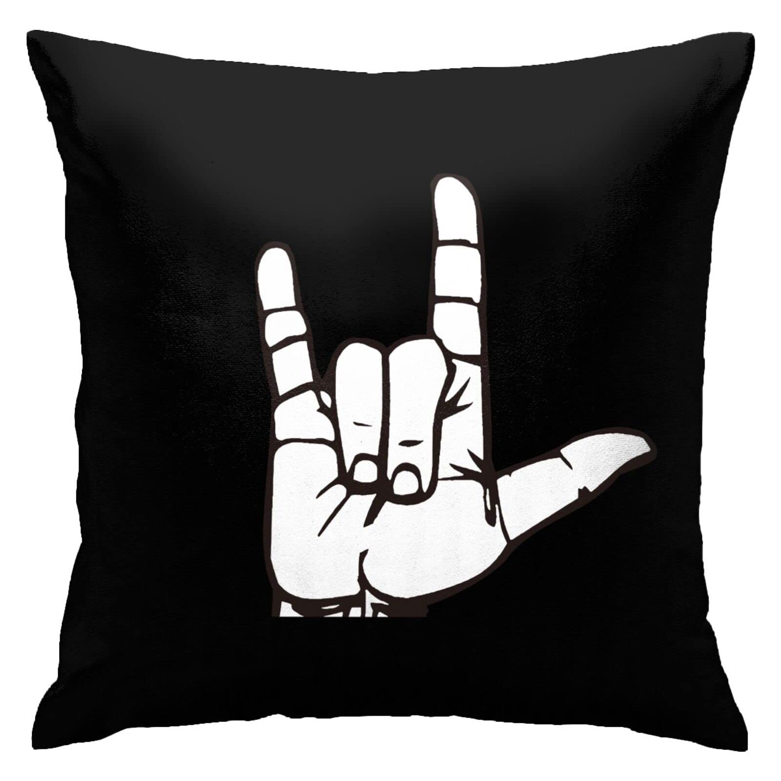 Throw Cushion Cover 45X45cm Asl I Love You Sign Language Throw Pillow Cover Decoration Pillow Cover Durable Square Pillowcase For Girls, Coworker, Mom