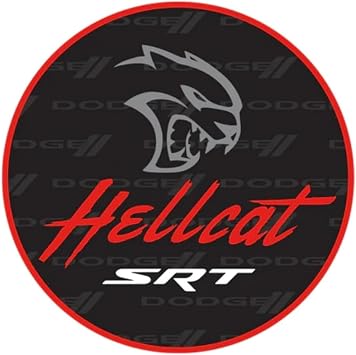 Dodge SRT Hellcat Logo Premium Screen Printed Round Sticker 4" x 4"