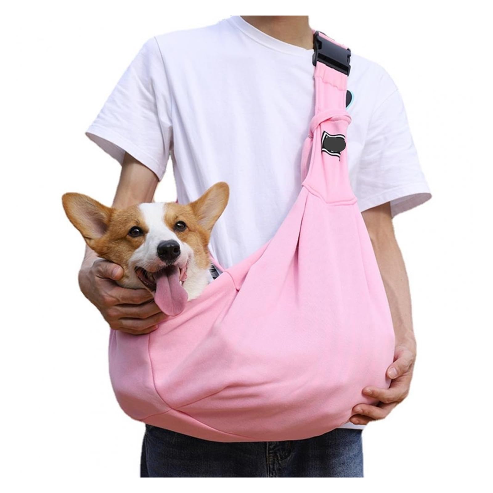 Bandolera para Perro Bolsa de Transporte for Mascotas, Bolsa portamascotas Transpirable con Doble Hebilla de Seguridad for Viajes al Aire Libre, Capacidad for Perros y Gatos(Pink)