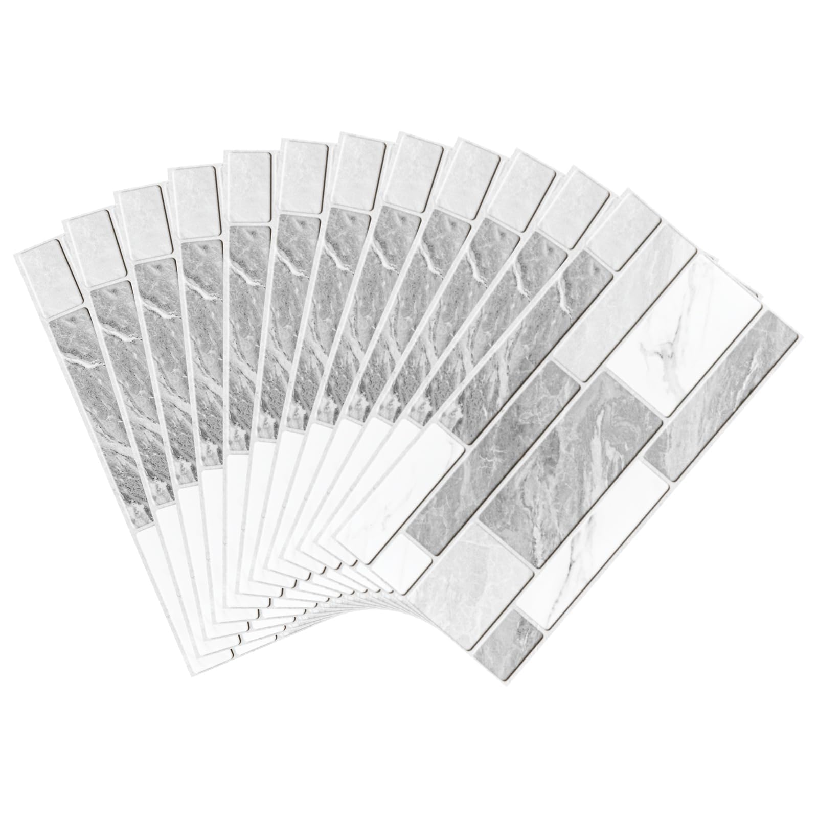 Decoroom Azulejos Autoadhesivos Gris & Blanco 15x30cm/24Pcs Baldosas Pegatinas Adhesivas Ladrillos Vinilo PVC Impermeable Decorativa Cocina Baños Baldosas Adhesivas Pared