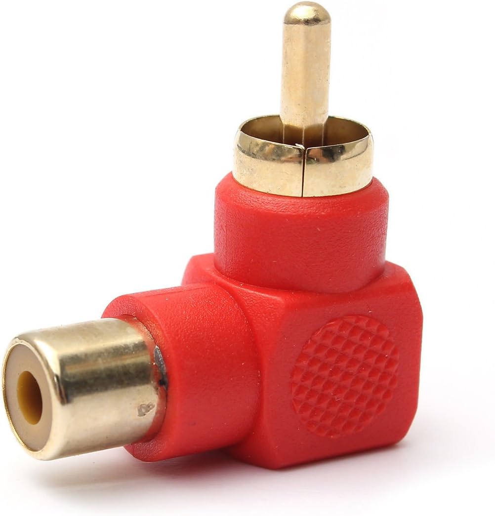 RCA Male to RCA Female Connectors Right Angle Plug Adapters M/F 90 Degree Elbow Gold-Plated (5 Black + 5 Red) (10-Pack) - Image 5