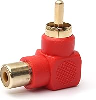 Vista 5 de Conectores RCA macho a RCA hembra adaptadores de enchufe de ángulo recto M/F codo de 90 grados chapado en oro (5 negros + 5 rojos) (paquete de 10)